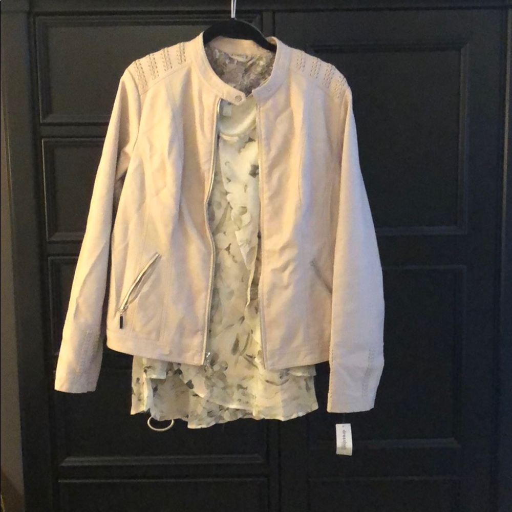 Faux Leather Jacket with Coordinating Shirt